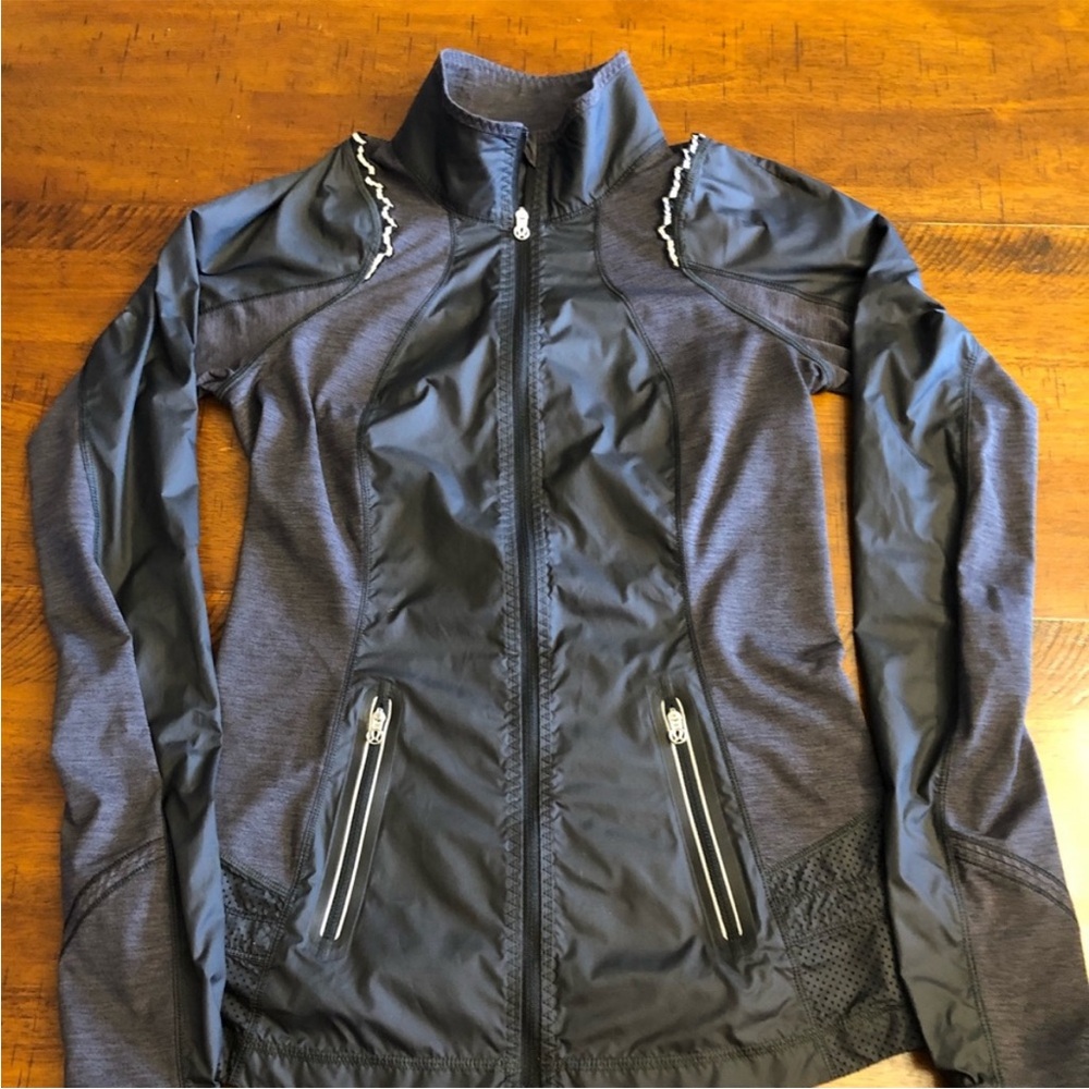 Lululemon Athletica Black Lightweight Jacket w/ thumbholes & cute ribbon detail